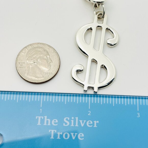 RARE Tiffany & Co Dollar Sign Money Pendant Chain Necklace in Sterling Silver - Picture 4 of 9